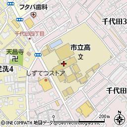 静岡市役所　静岡市立高校周辺の地図