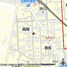 愛知県岡崎市北野町高塚周辺の地図