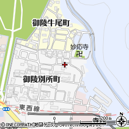 京都府京都市山科区御陵別所町72周辺の地図