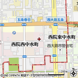 京都府京都市右京区西院中水町周辺の地図