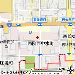 京都府京都市右京区西院西中水町周辺の地図