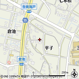 愛知県東海市加木屋町平子58-1周辺の地図