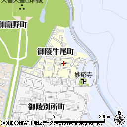 京都府京都市山科区御陵牛尾町周辺の地図