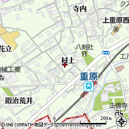 愛知県知立市上重原町村上周辺の地図