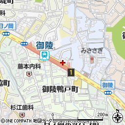 京都府京都市山科区御陵原西町周辺の地図