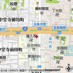 東洋カーマックス京都中央信金五条大宮駐車場周辺の地図