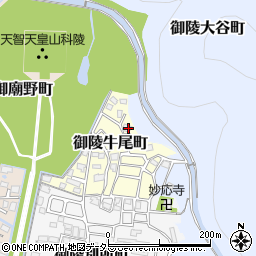 京都府京都市山科区御陵牛尾町70周辺の地図