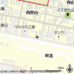 愛知県岡崎市北野町西野山35-1周辺の地図