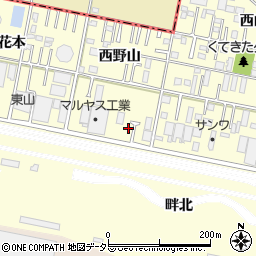 愛知県岡崎市北野町西野山34周辺の地図