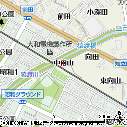 愛知県知立市牛田町中向山周辺の地図