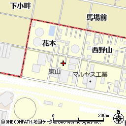 愛知県岡崎市北野町花本28周辺の地図