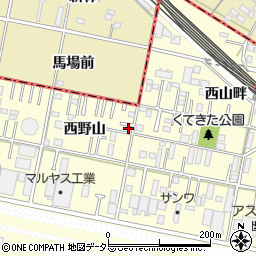 愛知県岡崎市北野町西野山1-14周辺の地図