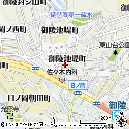 京都府京都市山科区御陵池堤町周辺の地図