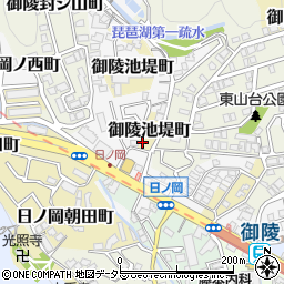 京都府京都市山科区御陵池堤町周辺の地図