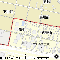 愛知県岡崎市北野町花本周辺の地図