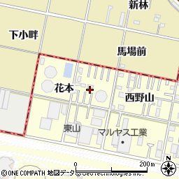 愛知県岡崎市北野町花本21周辺の地図