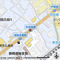 中吉田西周辺の地図