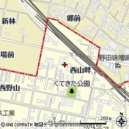 愛知県岡崎市北野町（西山畔）周辺の地図
