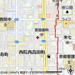 京都府京都市右京区西院西平町21周辺の地図