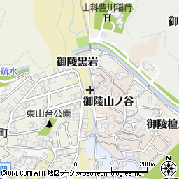 京都府京都市山科区御陵黒岩周辺の地図