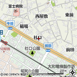愛知県知立市牛田町社口周辺の地図