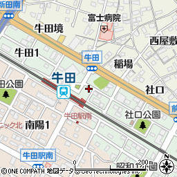 愛知県知立市牛田周辺の地図