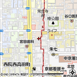京都府京都市右京区西院平町34周辺の地図