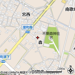 愛知県安城市里町森周辺の地図
