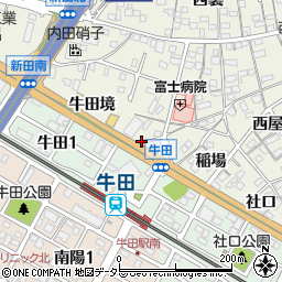愛知県知立市牛田町中新切周辺の地図