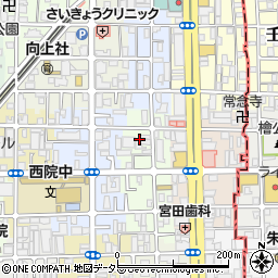 京都府京都市右京区西院西平町周辺の地図