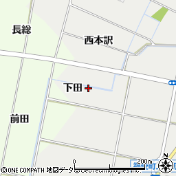 愛知県豊田市福受町下田周辺の地図
