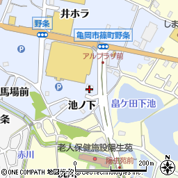 京都府亀岡市篠町野条（池ノ下）周辺の地図