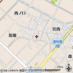 愛知県安城市里町荒畑周辺の地図