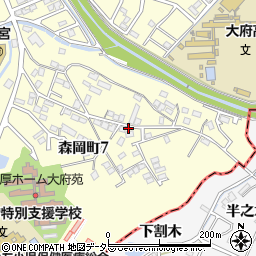 愛知県大府市森岡町割木周辺の地図