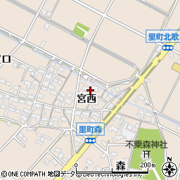 愛知県安城市里町宮西周辺の地図