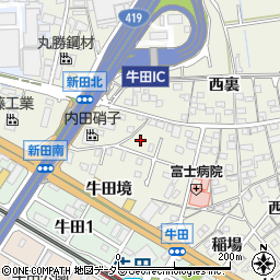 愛知県知立市牛田町新田南周辺の地図