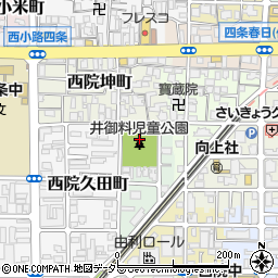 京都府京都市右京区西院北井御料町周辺の地図