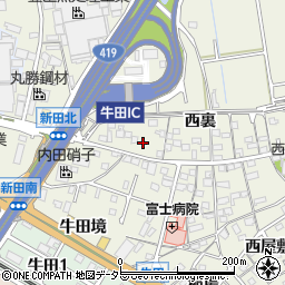 愛知県知立市牛田町新田北8周辺の地図