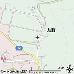 岡山県美作市友野周辺の地図
