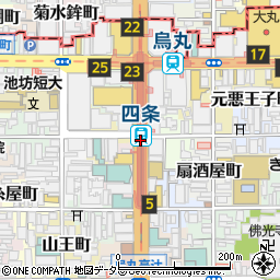 京都市交通局　四条駅定期券発売所周辺の地図