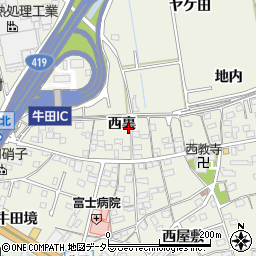 愛知県知立市牛田町西裏周辺の地図