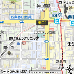 京都府京都市右京区西院西三蔵町周辺の地図