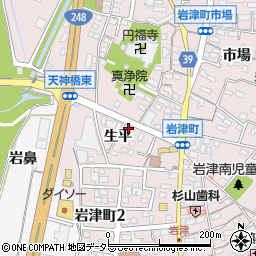愛知県岡崎市岩津町生平周辺の地図