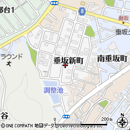 三重県四日市市垂坂新町周辺の地図