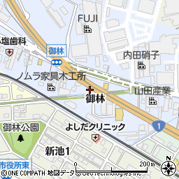 愛知県知立市山町御林周辺の地図