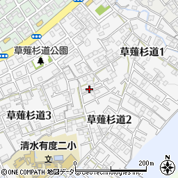 静岡県静岡市清水区草薙杉道周辺の地図