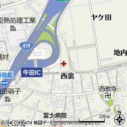愛知県知立市牛田町西裏63周辺の地図