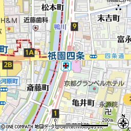 祇園四条駅周辺の地図