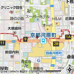 スターバックスコーヒー京都四条河原町店周辺の地図