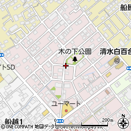 静岡県静岡市清水区木の下町周辺の地図